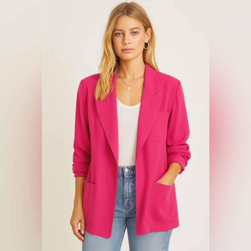 Christian Dior Vintage Haute Couture Paris New York Hot Pink Blazer - Size 8